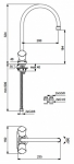 Vidima "Квадро" смеситель для кухни двуручковый, трубчатый излив 200мм, гибкая G3/8