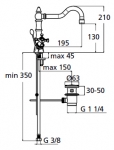 Ideal Standard REFLECTIONS для умывальника,  поворотный излив 195мм, с донным клапаном