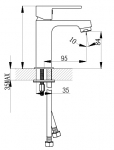 "Смарт-Квадро" смеситель для умывальника, без донного клапана, картридж 25 мм, хром