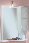 Зеркало со шкафом и светильником правый, Альтаир 65, белый глянец 